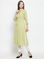 Jompers Women Green woven design Straight Kurta - Distacart