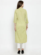 Jompers Women Green woven design Straight Kurta - Distacart