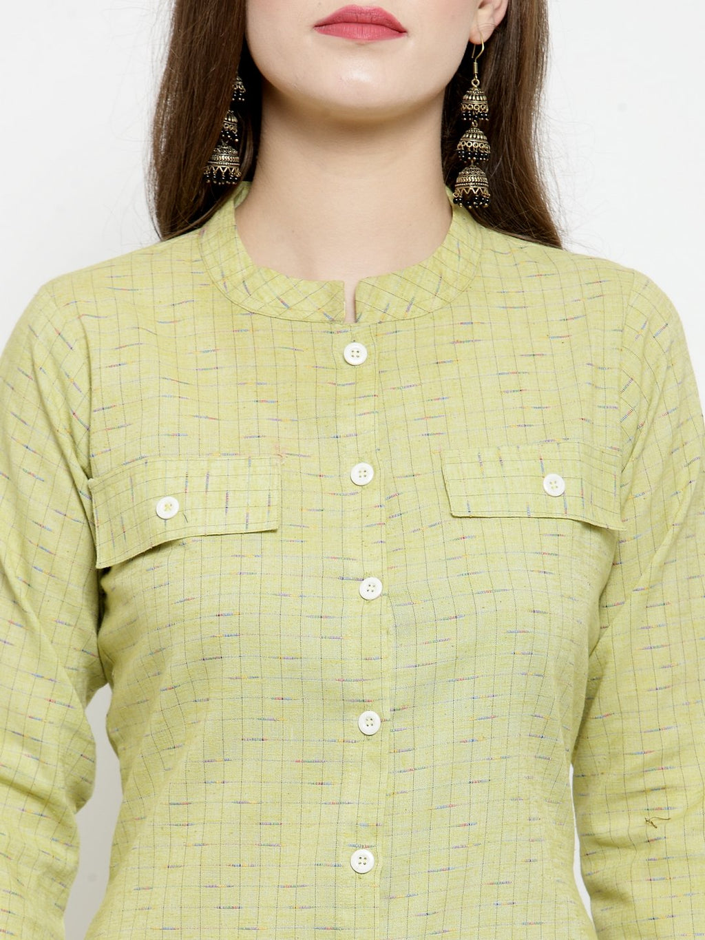 Jompers Women Green woven design Straight Kurta - Distacart