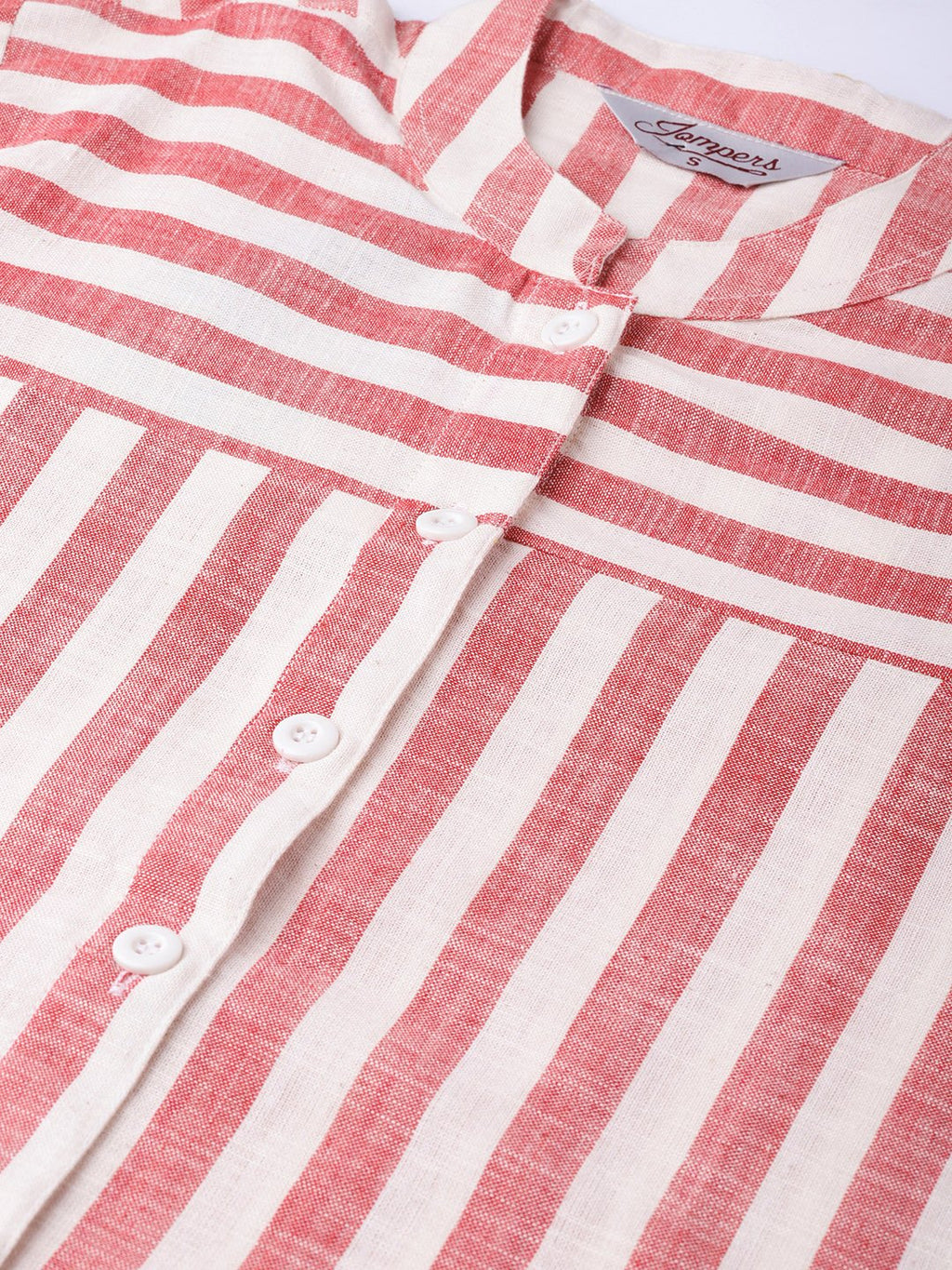 Jompers Women Red & Off-White Striped Cotton Straight Kurta - Distacart