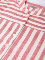 Jompers Women Red & Off-White Striped Cotton Straight Kurta - Distacart