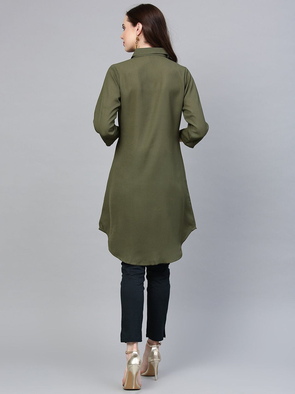 Jompers Women Olive Green Solid A-Line Kurta - Distacart