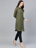 Jompers Women Olive Green Solid A-Line Kurta - Distacart
