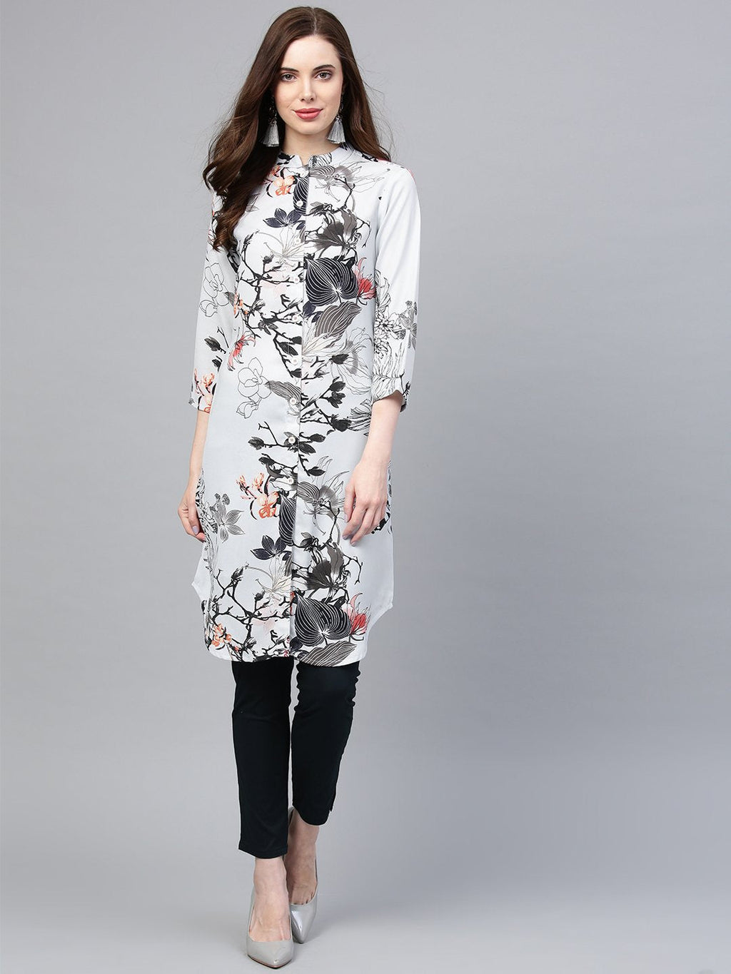 Jompers Women Blue & Black Printed Summer-cool A-line Kurta - Distacart