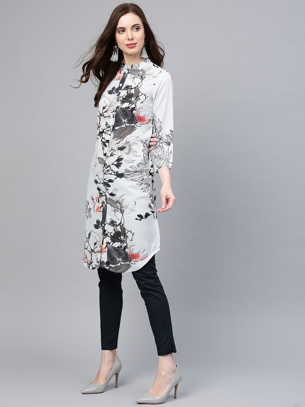 Jompers Women Blue & Black Printed Summer-cool A-line Kurta - Distacart