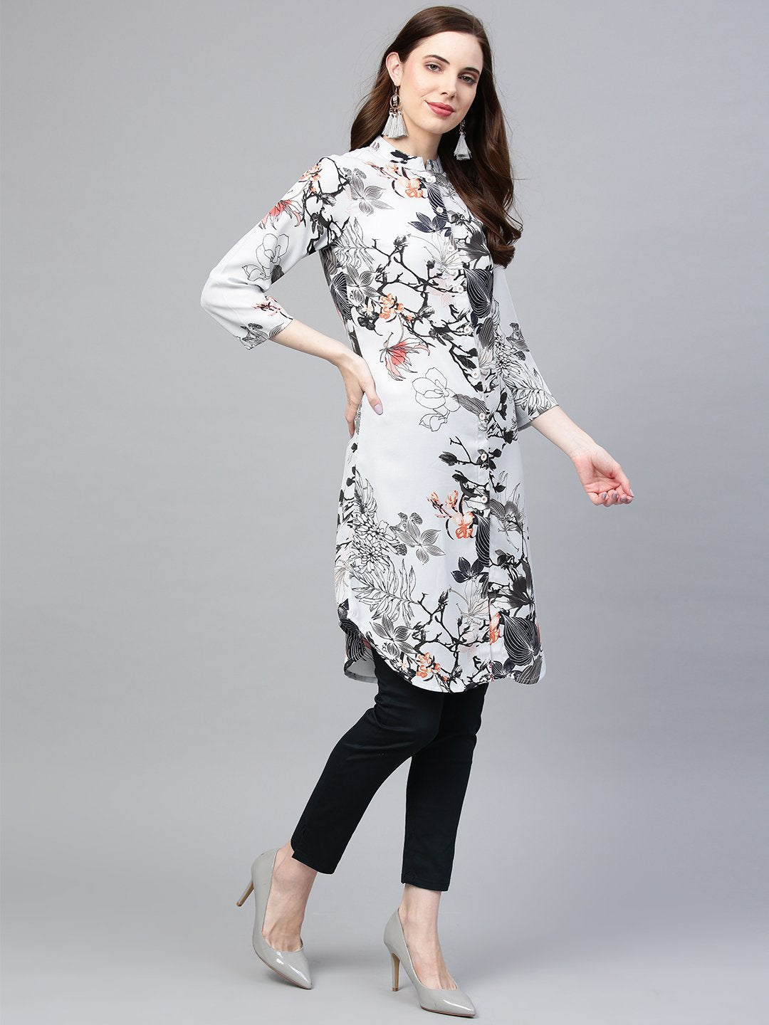 Jompers Women Blue & Black Printed Summer-cool A-line Kurta - Distacart