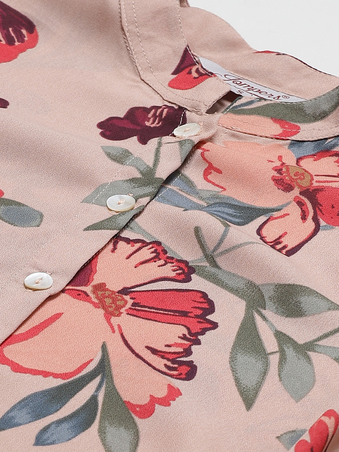 Jompers Women Peach & Red Printed Summer-cool A-line Kurta - Distacart