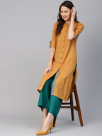 Jompers Women Mustard Woven Design Straight Rayon Kurta - Distacart