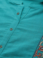 Jompers Women Green Embroidered Detail Straight Kurta - Distacart