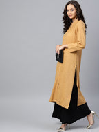 Jompers Women Beige Cotton Straight Kurta with Pintucks - Distacart