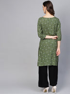 Jompers Women Olive Green & Off-White Checked Straight Kurta - Distacart