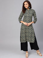 Jompers Women Cream-Coloured & Black Printed Straight Kurta - Distacart