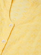 Jompers Women Yellow Chikankari Embroidered Semi-Sheer Straight Kurta - Distacart