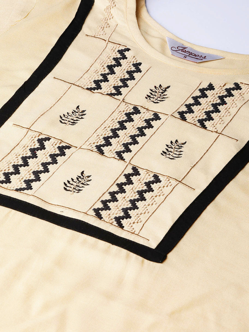 Jompers Women Cream-Coloured Yoke Design Straight Kurta - Distacart