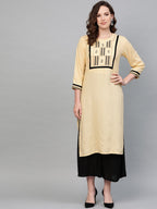 Jompers Women Cream-Coloured Yoke Design Straight Kurta - Distacart