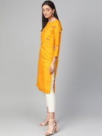 Jompers Women Mustard Yoke Design Straight Kurta - Distacart