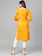 Jompers Women Mustard Yoke Design Straight Kurta - Distacart
