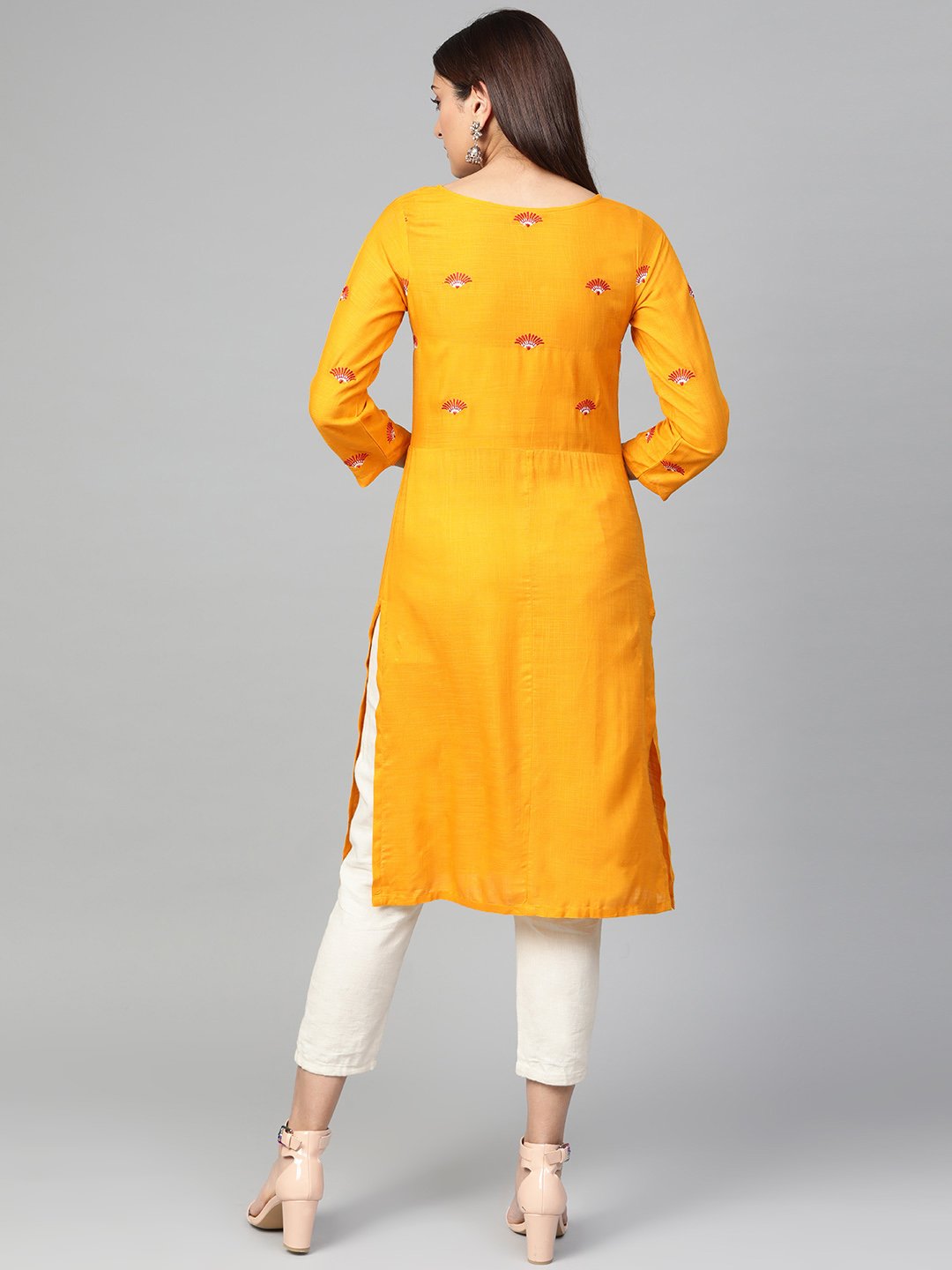 Jompers Women Mustard Yoke Design Straight Kurta - Distacart
