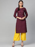 Jompers Women Purple Yoke Design Straight Kurta - Distacart