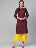 Jompers Women Purple Yoke Design Straight Kurta - Distacart