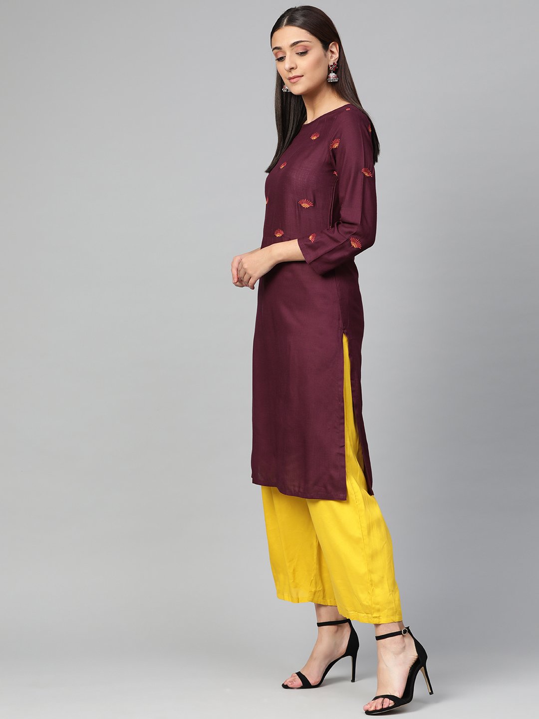 Jompers Women Purple Yoke Design Straight Kurta - Distacart