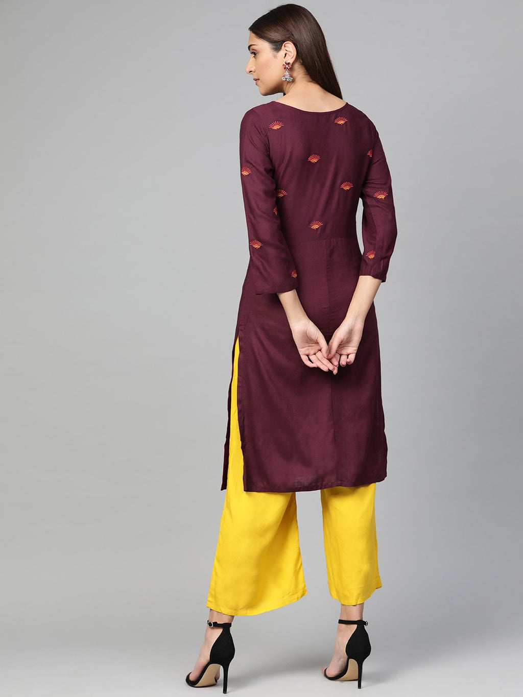 Jompers Women Purple Yoke Design Straight Kurta - Distacart