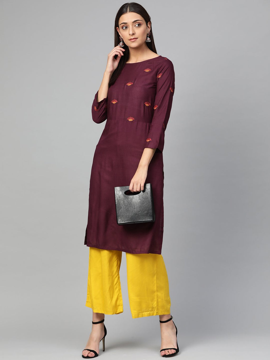 Jompers Women Purple Yoke Design Straight Kurta - Distacart