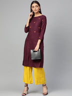 Jompers Women Purple Yoke Design Straight Kurta - Distacart