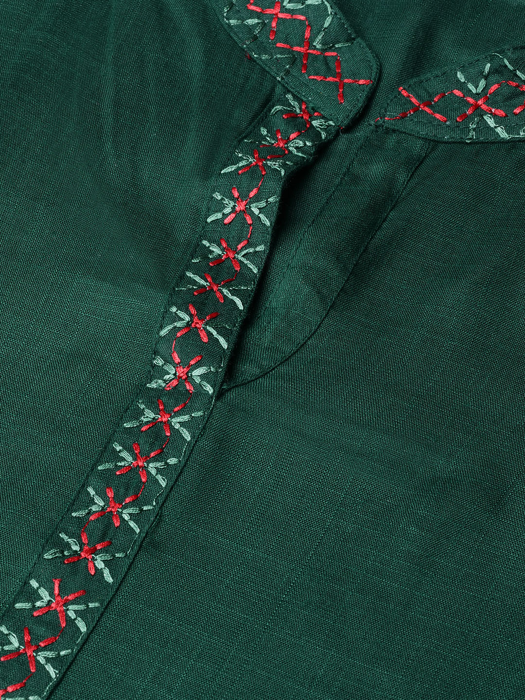 Jompers Women Green Embroidered Straight Kurta - Distacart