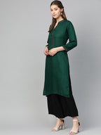 Jompers Women Green Embroidered Straight Kurta - Distacart