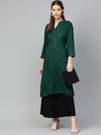 Jompers Women Green Embroidered Straight Kurta - Distacart