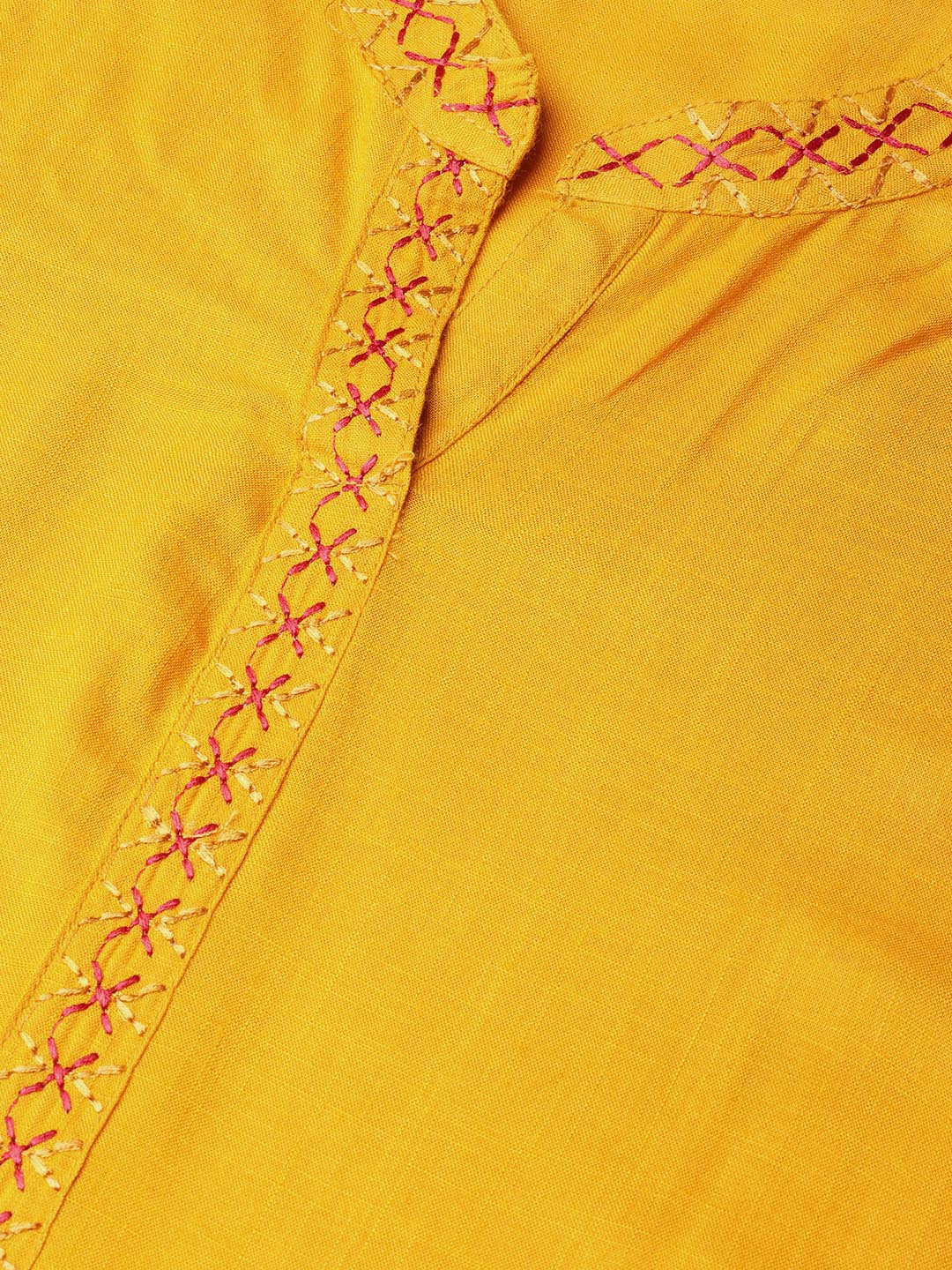 Jompers Women Mustard Embroidered Straight Kurta - Distacart
