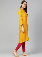 Jompers Women Mustard Embroidered Straight Kurta - Distacart