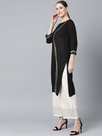 Jompers Women Black Embroidered Straight Kurta - Distacart