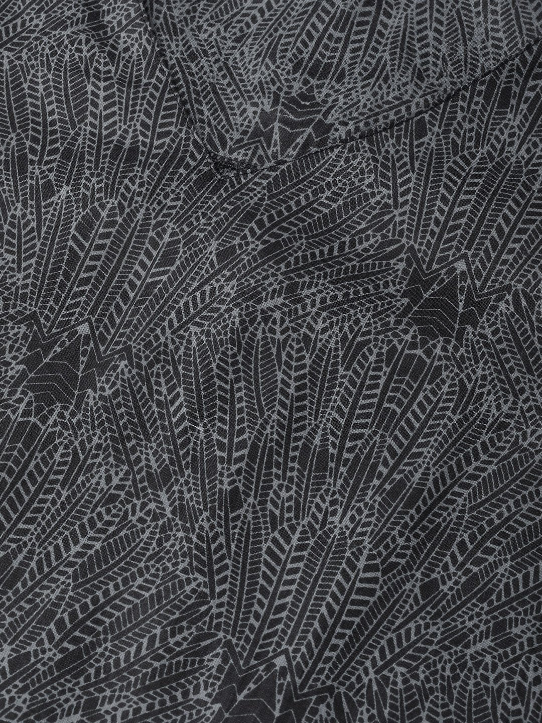 Jompers Women Charcoal Grey & Black Printed Straight Kurta - Distacart