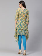 Jompers Women Beige & Blue Floral Printed A-Line Kurta - Distacart