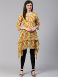 Jompers Women Beige & Orange Floral Printed A-Line Kurta - Distacart