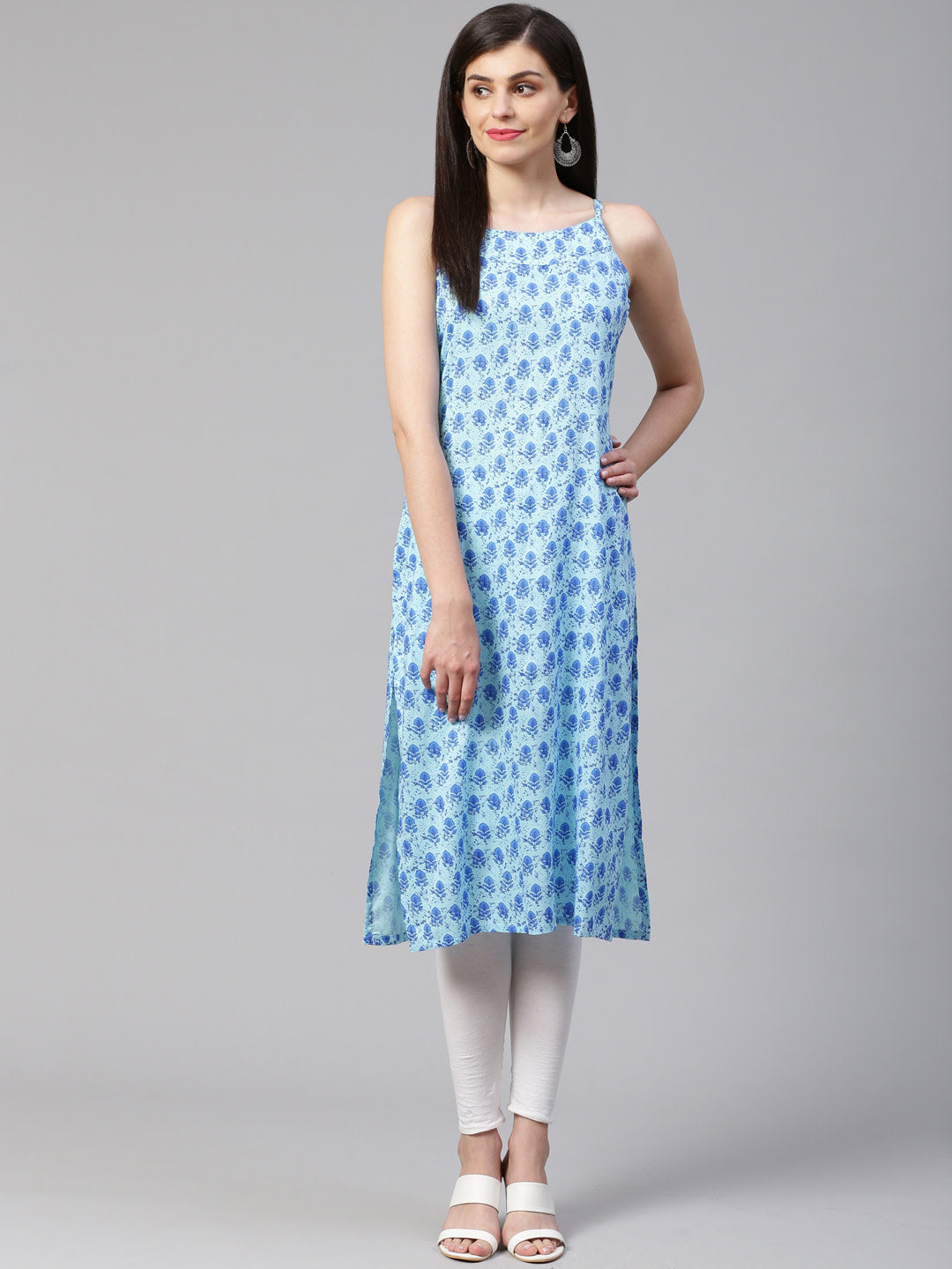 Jompers Women Blue Printed Straight Kurta - Distacart