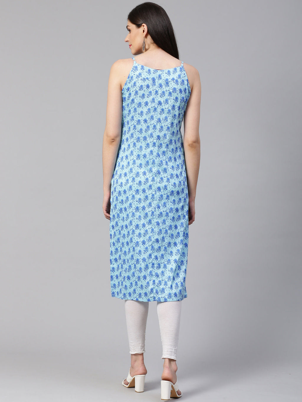 Jompers Women Blue Printed Straight Kurta - Distacart