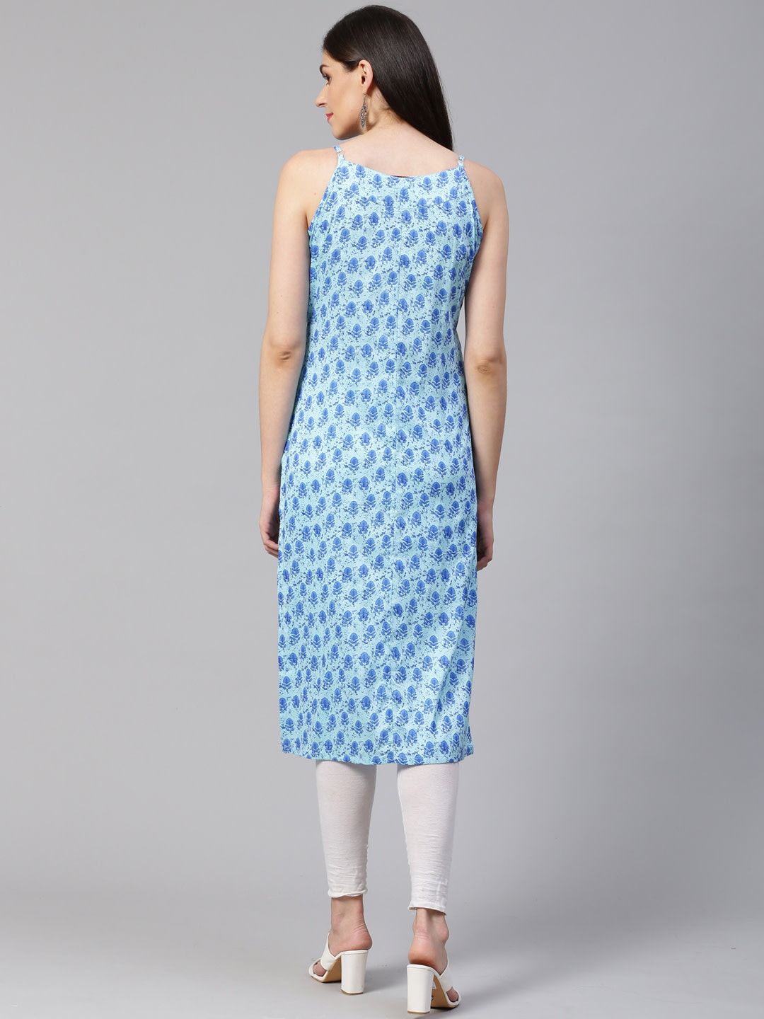 Jompers Women Blue Printed Straight Kurta - Distacart