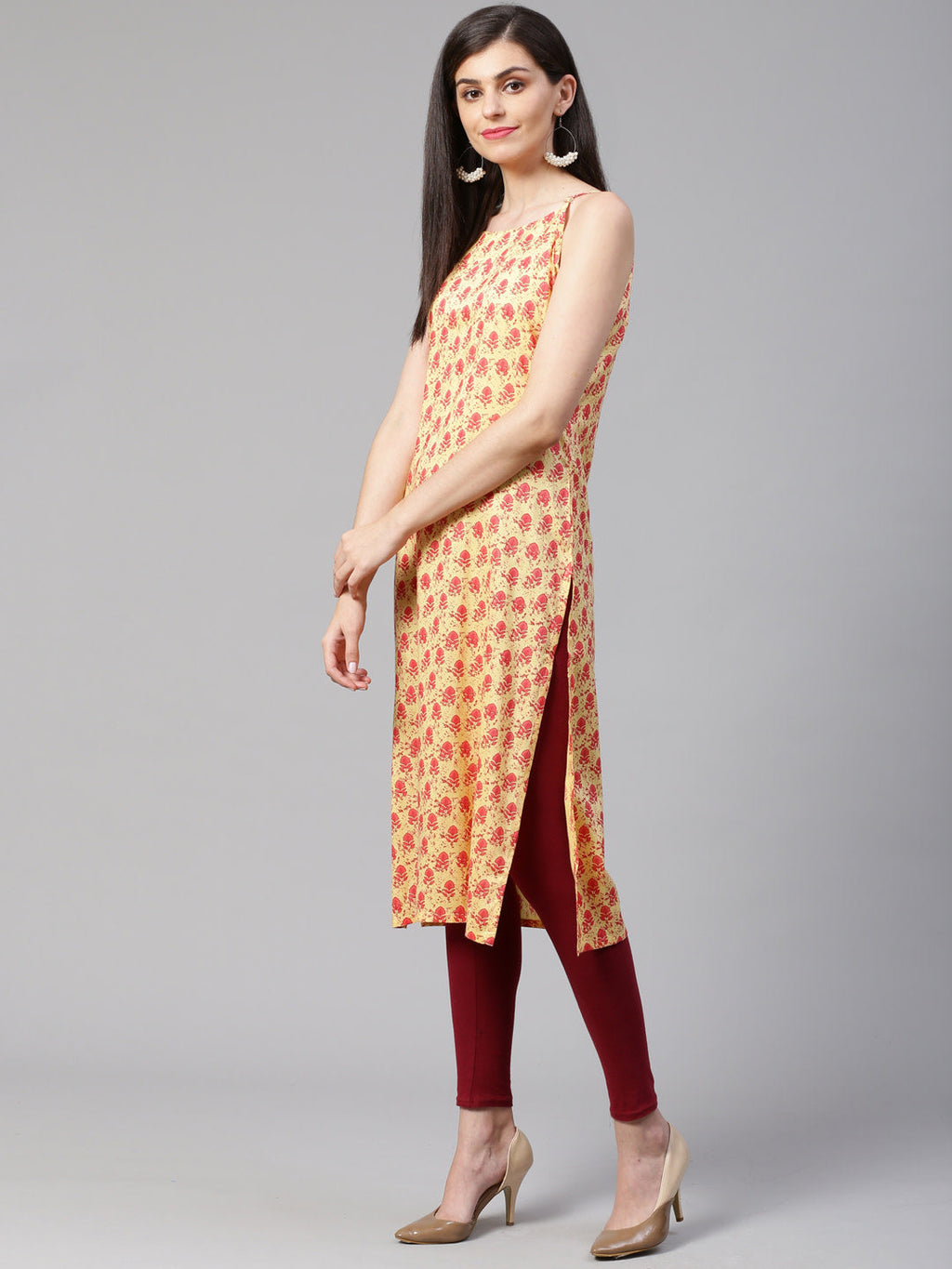 Jompers Women Yellow Printed Straight Kurta - Distacart