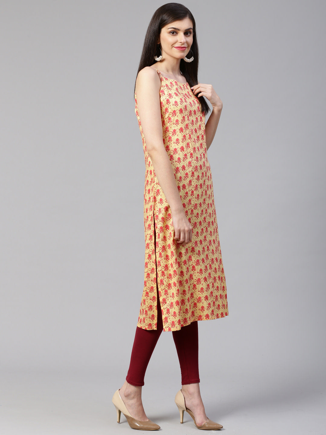 Jompers Women Yellow Printed Straight Kurta - Distacart