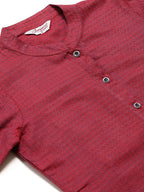 Jompers Women Maroon & Blue Jacquard Woven Design Straight Kurta - Distacart