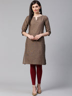 Jompers Women Grey & Maroon Printed Straight Kurta - Distacart
