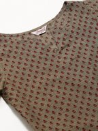 Jompers Women Grey & Maroon Printed Straight Kurta - Distacart