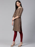 Jompers Women Grey & Maroon Printed Straight Kurta - Distacart
