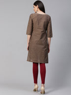 Jompers Women Grey & Maroon Printed Straight Kurta - Distacart