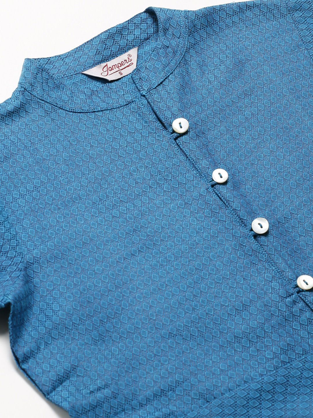 Jompers Women Blue Woven Design Jacquard Weave A-Line Kurta - Distacart