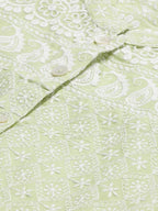 Jompers Women's Lime Green & White Chikankari Embroidered Kurta with Palazzos