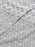 Jompers Women's Grey & White Chikankari Embroidered Kurta with Palazzos